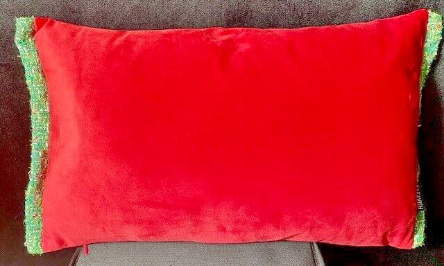 SAFAVIEH Cinnamon Joy 12" x 20" Holiday Pillow, Green/Red - Image 2 of 4
