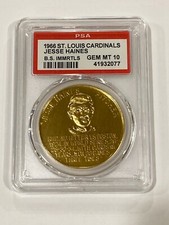 Jesse Haines 1966 St Louis Cardinals Busch Stadium Immortals Coin PSA 10 Gem