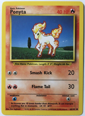 POKEMON PONYTA 60/102 BASE SET COMMON NEAR MINT