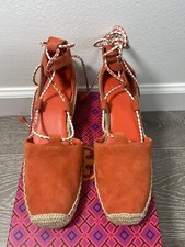 Tory Burch Leather Espadrilles Size 7 Wedge