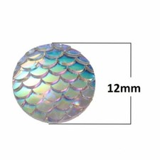 100 pcs Mermaid Fish Scales Resin Carved Embellishment Cabochons Multicolor 12mm