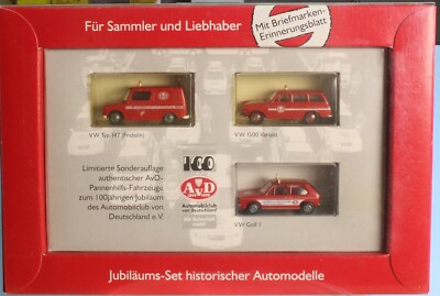 Brekina 90364  - Spur H0 / Maßstab 1:87 -, VW-Set 100 Jahre AvD, 3-teilig