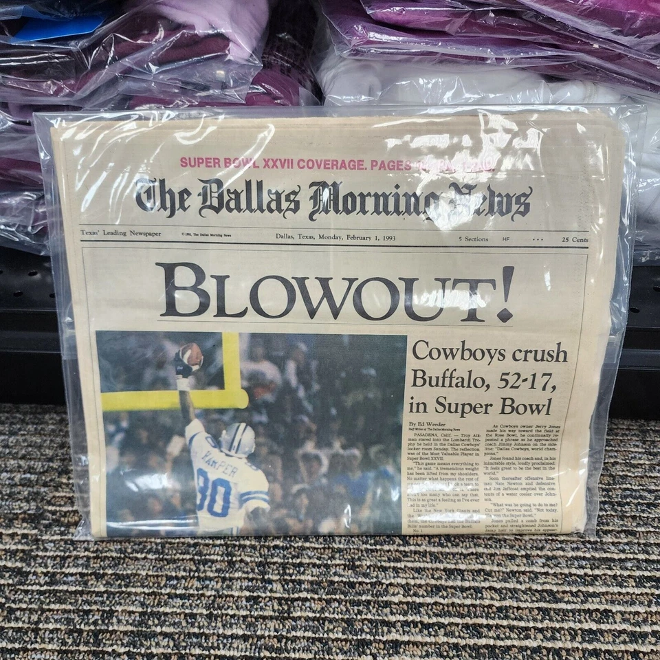 NFL Dallas Cowboys Super Bowl 27 XXVIII 1983 Champs Emmitt Smith Newspaper Lot - Image 3 of 4