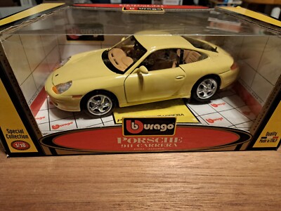 1/18 BURAGO YELLOW 1998 PORSCHE 911 CARRERA STILL IN ORIGINAL BOX - NICE!!!!!
