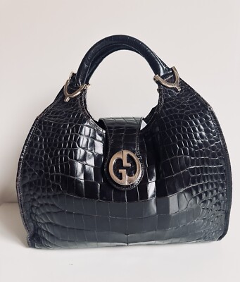 GUCCI Borsa a mano vintage anni 70 in pelle marrone scuro iconica