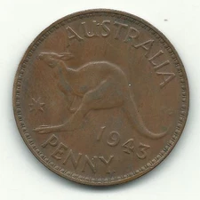 VERY NICE VINTAGE BETTER GRADE 1943 P AUSTRALIA ONE PENNY-JAN147
