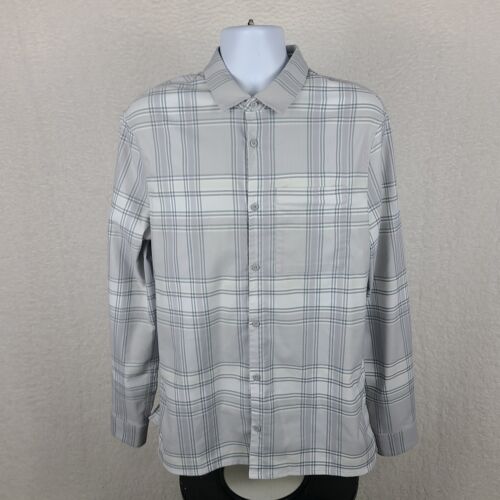Lululemon Dress Shirt Mens Large Gray Plaid Stretch Button Up - Picture 1 of 9