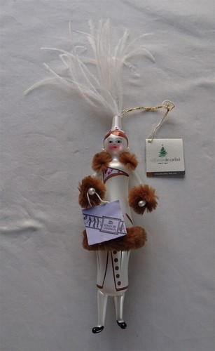 Soffieria De Carlini Bergdorf Goodman Lady In Fur Glass Christmas Ornament Italy