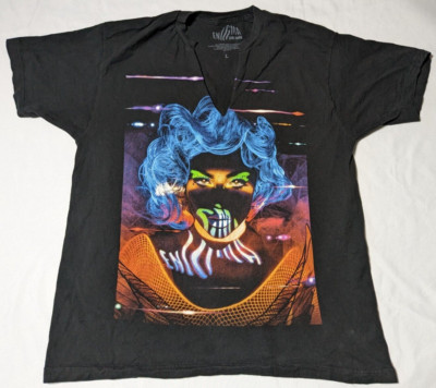 LADY GAGA LAS VEGAS ENIGMA Women Large Black Cotton Custom V-Neck T-shirt
