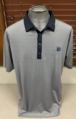Footjoy Mens XL Athletic Fit Blue White Short Sleeve Golf Polo Course Logo