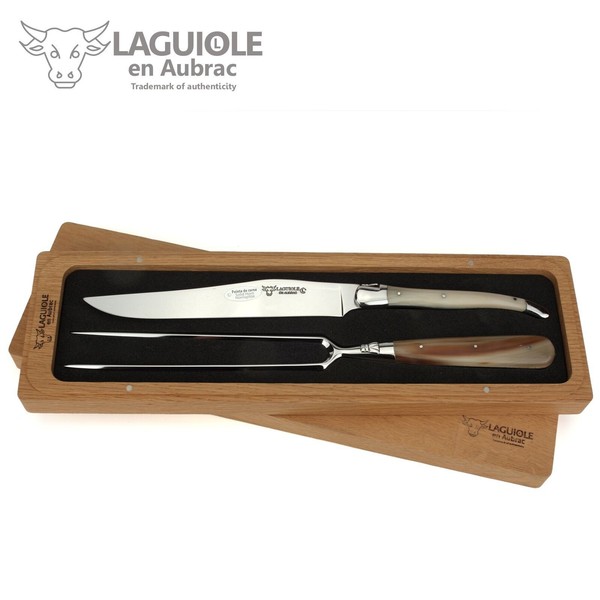 Laguiole En Aubrac Tranchierbesteck Vorlegebesteck Mit Griff Aus Hornspitze-image