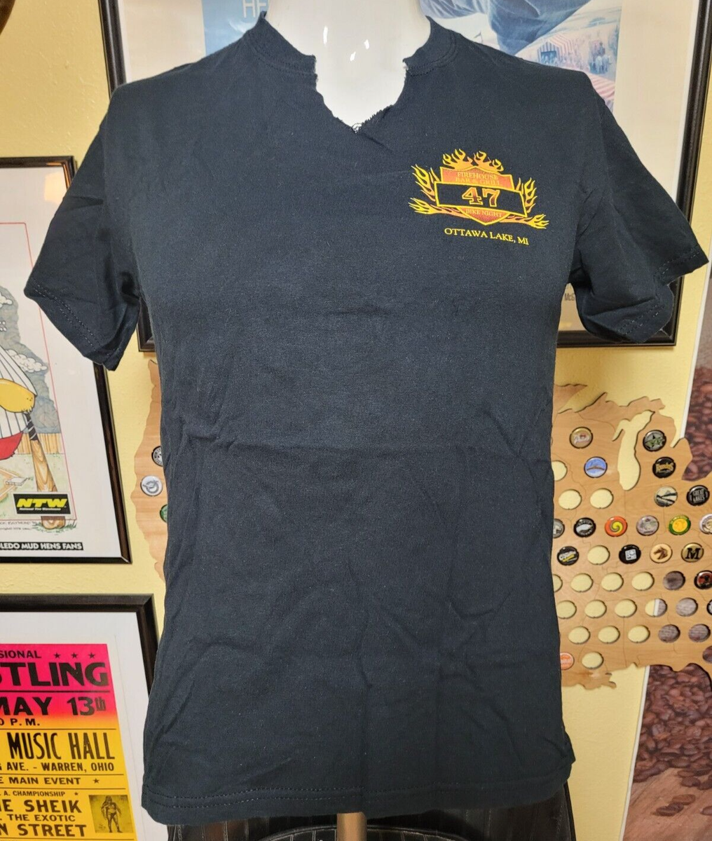 Womens Firehouse 47 Bar Grill Cut Neck T Shirt Small Ottawa Lake MI  Defunct