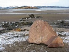 Photo 6x4 Drum Sands, with stranded fish Cramond A carved stone on the fo c2010