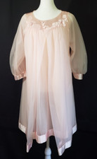 VTG Gossard Artemis Peignoir Robe Nightgown Babydoll Set Double Chiffon Nylon
