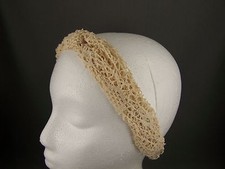 Cream crochet turban twist headband stretch scrunch fabric 1.75" wide turband