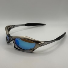 Oakley Splice Sunglasses Silver Frame Blue Prizm Lens Y2K Wraparound Sport Mens