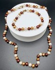925 Sterling Silver Multicolor Pearl Beaded Necklace Bracelet Set — photo 1
