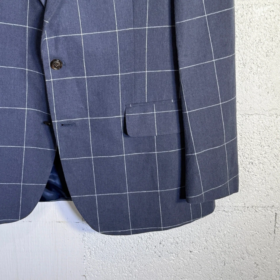 Stafford классический крой окна боли льняной смеси спортивное пальто, синий 42Short, $200 - Изображение 3 из 4