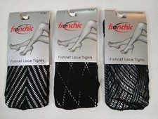 3 Pairs FRENCHIC Fishnet Women's Small Medium Black Lace Stockings Pantyhose VTG