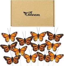 Ysleen 12 Set Halloween Monarch Butterfly Decoration 4 x 3 Inch, Orange Color 