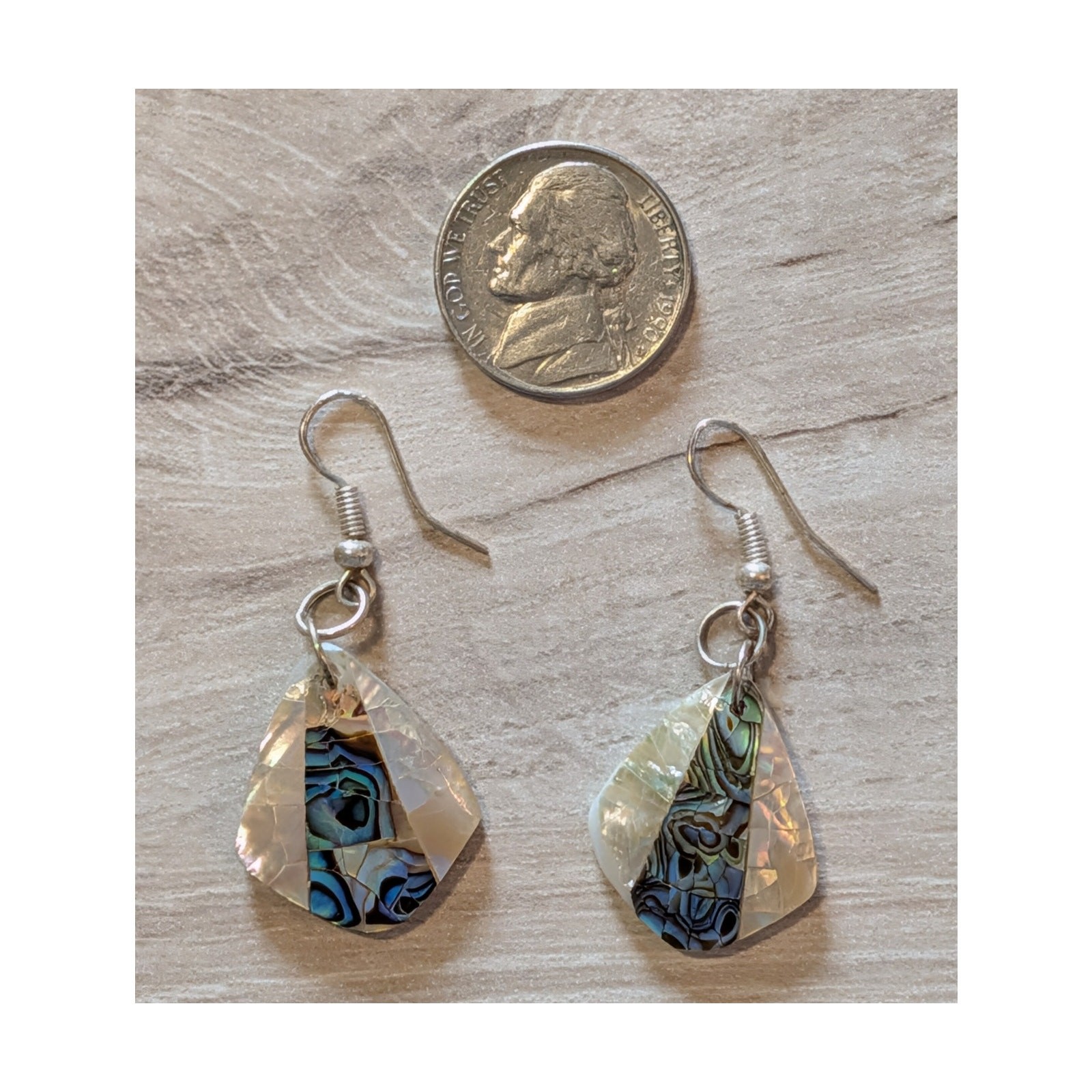 Triangular Shaped Pendant Iridescent Abalone & Mo… - image 4
