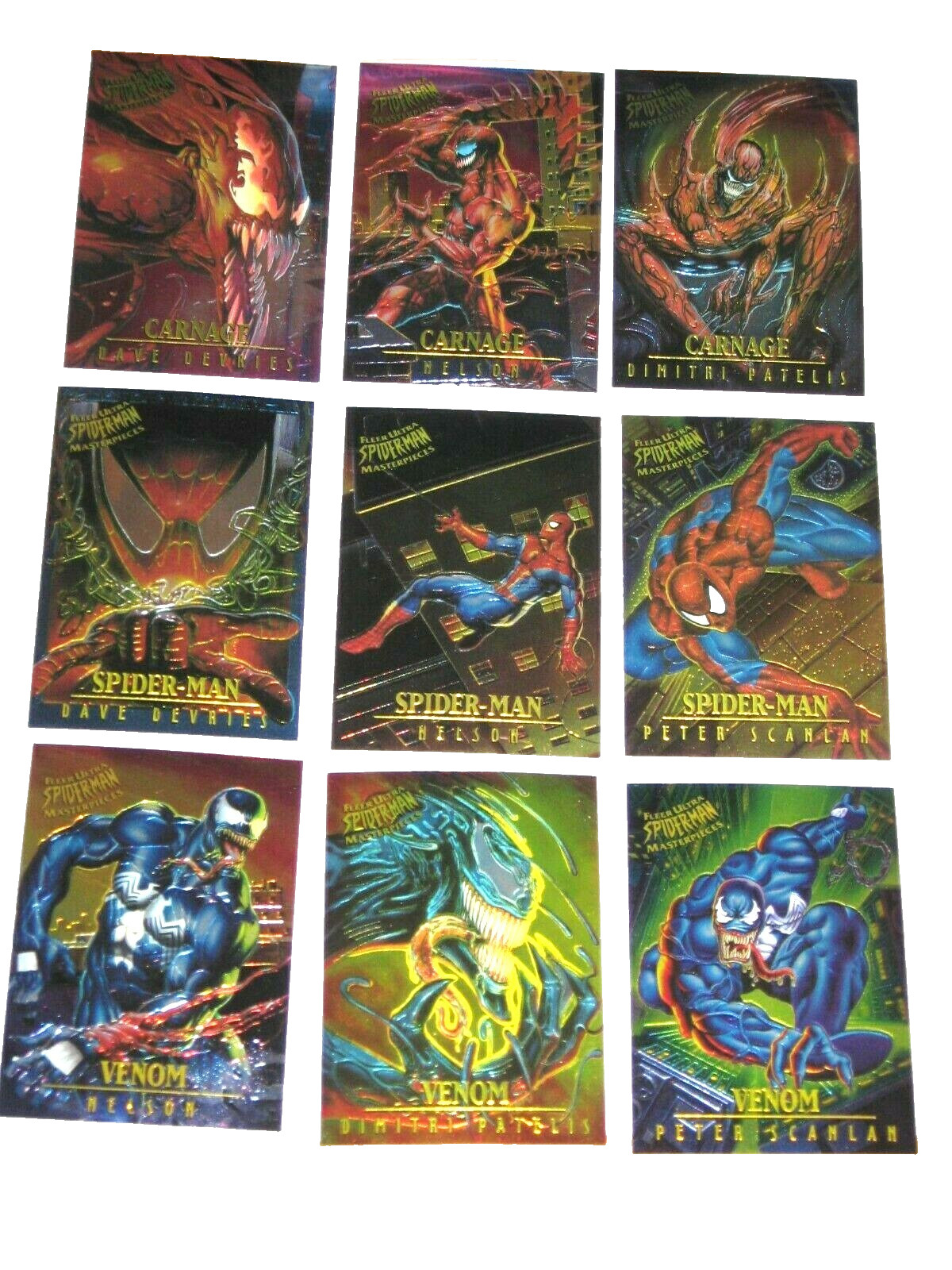 1995 Fleer ULTRA Spider-Man INSERT MASTERPIECES 9 Card Set VENOM CARNAGE MARVEL