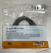 Belkin 6ft USB A to USB A/F Hi Speed USB 2.0 Cable F3U134b06-BKST - New