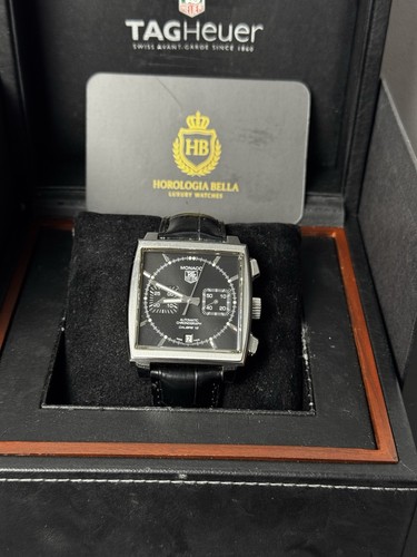TAG Heuer Monaco Calibre 12 CAW2110 Black Dial 39mm Boxed Warranty