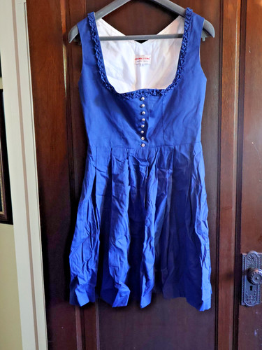 Steindl Trachten  Dirndl Dress Size 4/6  Bright Blue Button Bavarian Oktoberfest