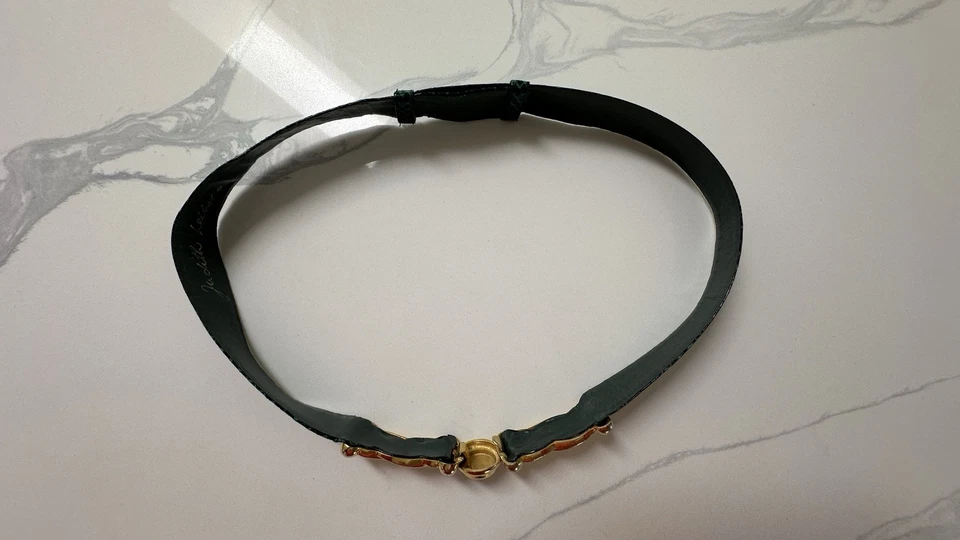 Cinturón Piedra Semipreciosa Vintage Judith Leiber Firmado Piel Serpiente Verde Tono Dorado Foto 4 de 4