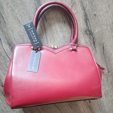 LA TERRE FASHION Vegan Leather Handbag Red w/Shoulder Strap  Handles Brand New