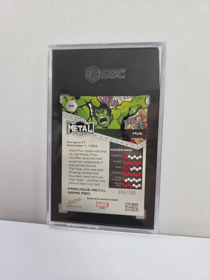 2024 SKYBOX MARVEL METAL UNIVERSE HULK #58 PRECIOUS METAL RED GEMS 88/100 SGC 8 - Image 3 of 4