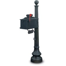 United Visual Products Cape Charles Single Residential Mailbox  Post Black