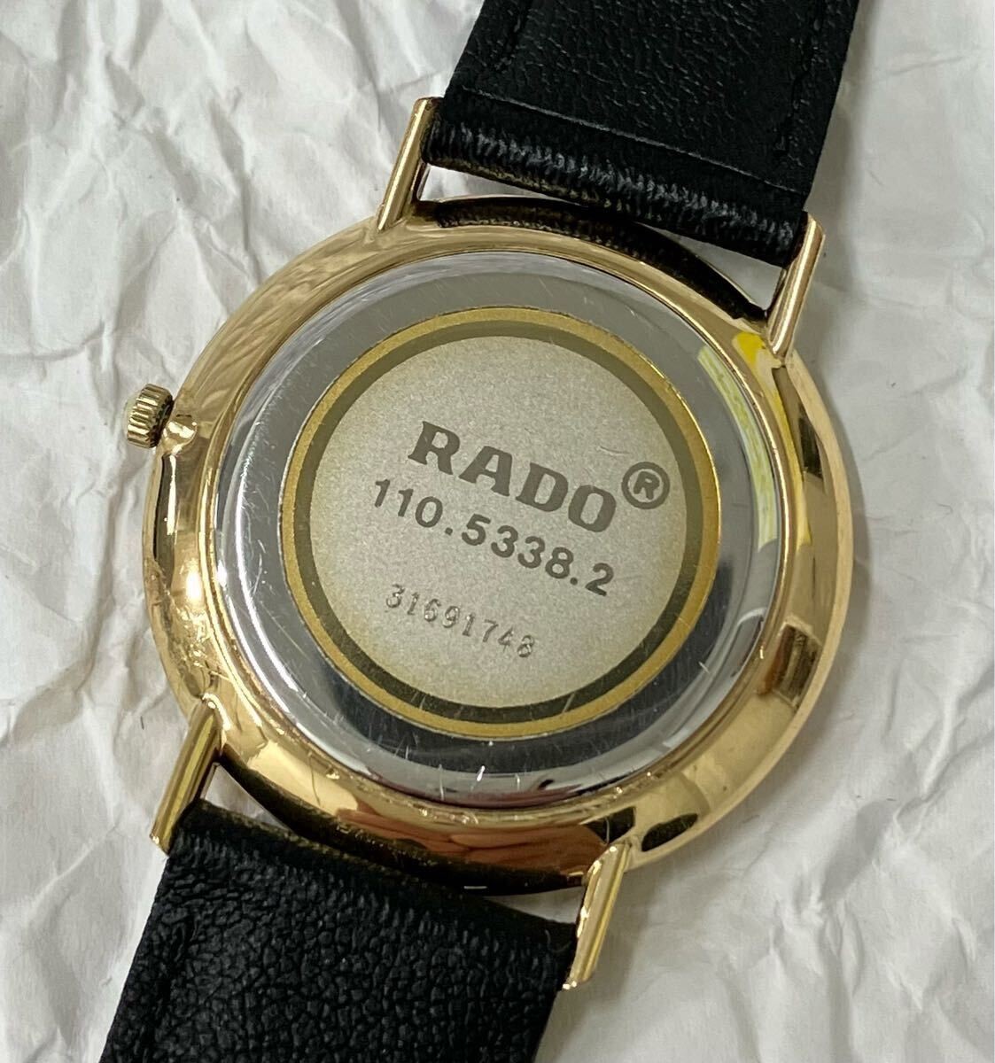RADO ラドー メンズウォッチ 110.5338 クォーツ ゴールドｘブラック Rado Watch 110.5338 Quartz Gold x Black Men's Diameter 3.3cm