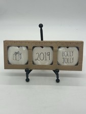 Rae Dunn Artisan Collection 3" Ceramic Christmas Ornaments - 2019 Set of 3 