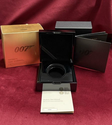 2020 Royal Mint 2oz Ounce Gold Proof 007 Coin Box, Capsule & COA *No Coins Inc*