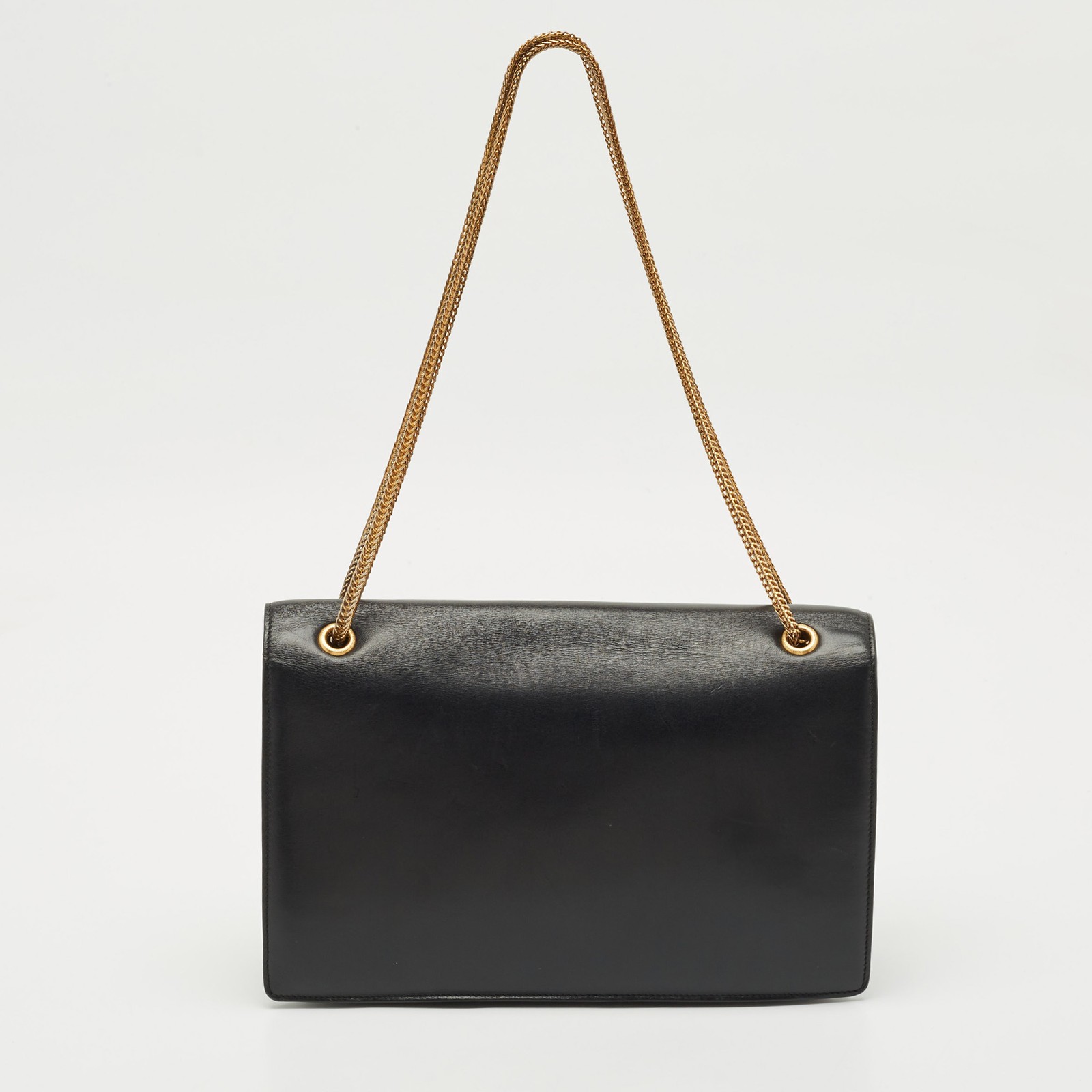 Borsa a tracolla media Betty Saint Laurent in pelle nera oro