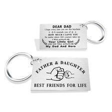 Keychain for Dad from Daughter, Keyring with Heartfelt Message Medium, Silver