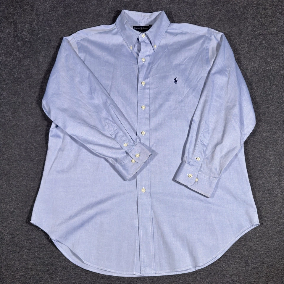 Camisa Ralph Lauren Para Hombres 16.5 Grande Calce Clásico Vestido Azul Abotonado Poni Polo Foto 4 de 4