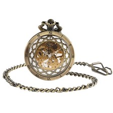 Antique Men Women Mechanical Hand Wind Open Face Pocket watch Pendant Chain