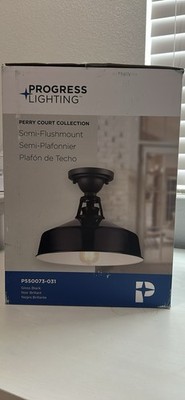 Light Gloss Black Outdoor Industrial Semi-Flush Mount Ceiling Light P550073-031