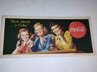 Vintage 1940's Coca Cola Ink Blotter -Slogan: "How about a Coke" Vivid colors!