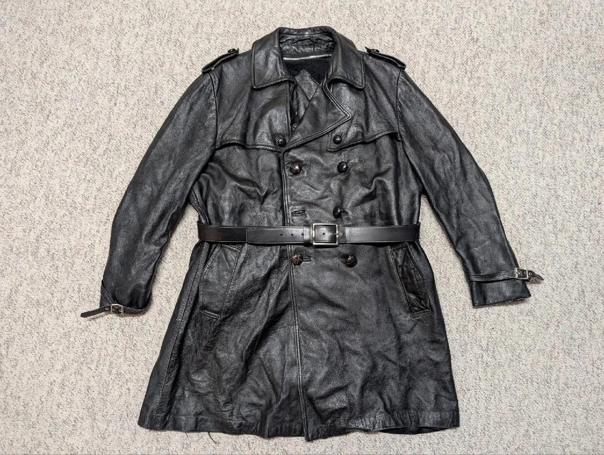 vintage leather trench coat products for sale | eBay