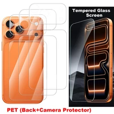 For iPhone 17 Pro Max 17 Pro Tempered Glass Screen Front+Back+Camera Protector