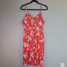 Angashion Dress Women’s Size XL Red White Floral Sleeveless