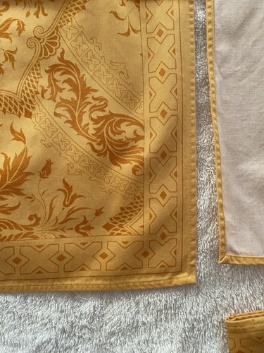 Beauville Damask Tablecloth Napkins GOLD 100% Cotton Made in France Luxury - Picture 11 of 24