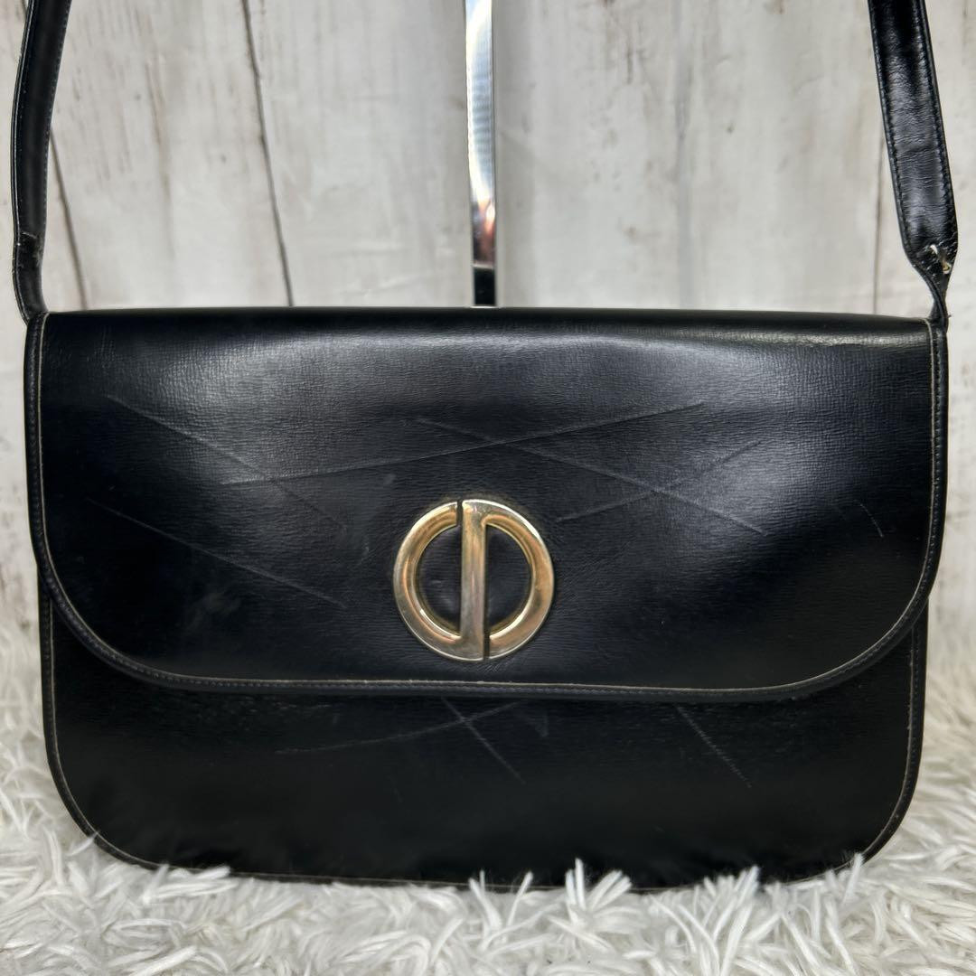 Dior CD Logo Black Leather Shoulder Bag Preowned Excellent Condition