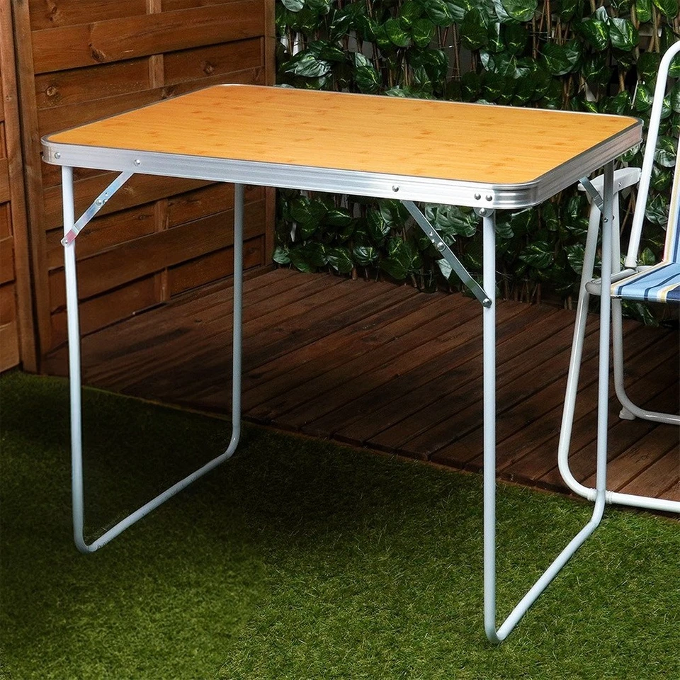 Table de Camping Pliable 80x60x70,5cm Table de Voyage Jardin Extérieur - Photo 2/4