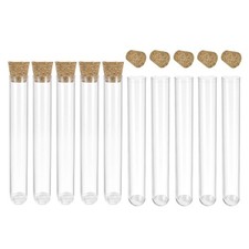 10St PS Plastik Reagenzglas mit Kork Stopper Rund Basis 20x153mm Vorratsbeh&auml;lter