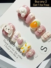 Press on nails cute bunny short 34 Nail Art -Size S